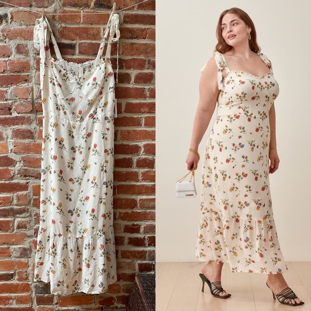 Reformation Size 14 Nikita Dress Cream Floral